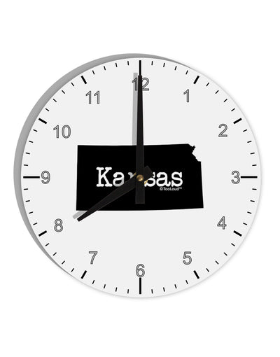 Kansas - United States Shape 10 InchRound Wall Clock with Numbers-Wall Clock-TooLoud-White-Davson Sales