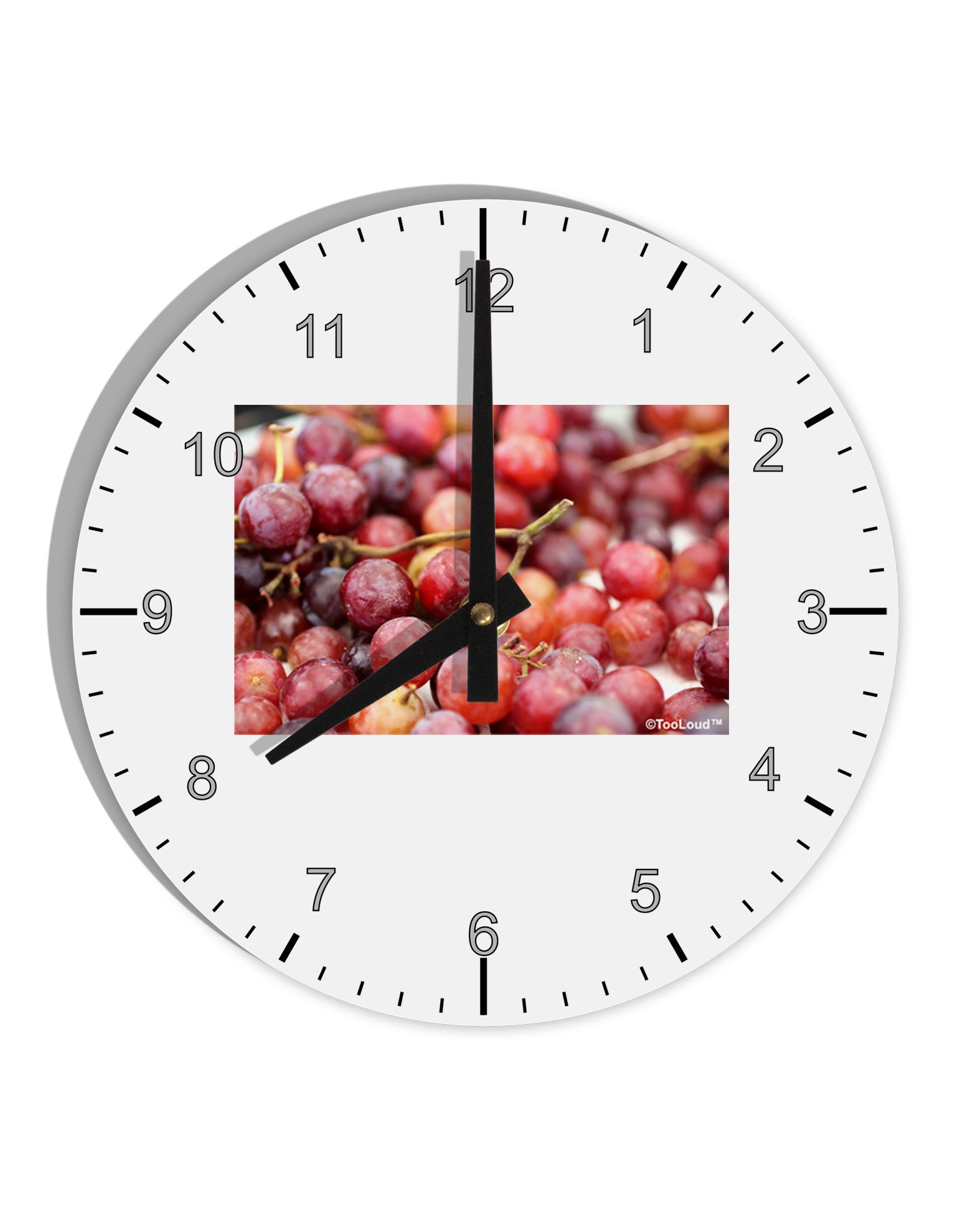 Buy Local - Grapes 10 InchRound Wall Clock with Numbers-Wall Clock-TooLoud-White-Davson Sales