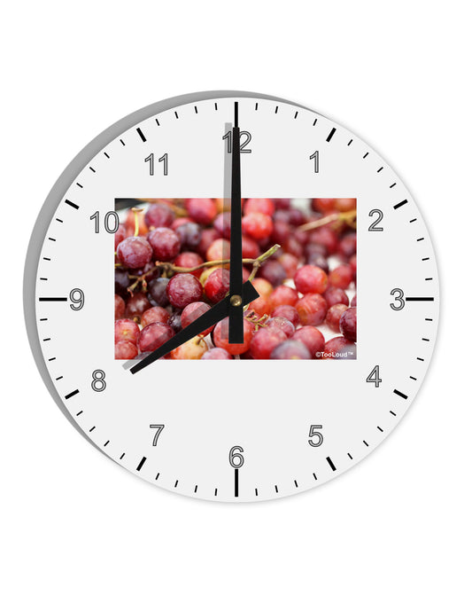 Buy Local - Grapes 10 InchRound Wall Clock with Numbers-Wall Clock-TooLoud-White-Davson Sales