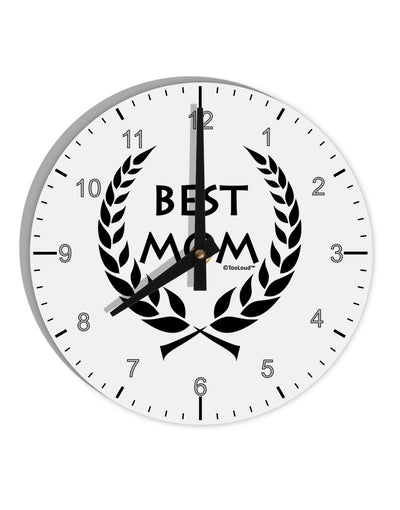 Best Mom - Wreath Design 10 InchRound Wall Clock with Numbers by TooLoud-Wall Clock-TooLoud-White-Davson Sales