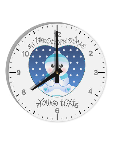 Personalized My First Christmas Snowbaby Blue 10 InchRound Wall Clock with Numbers-Wall Clock-TooLoud-White-Davson Sales