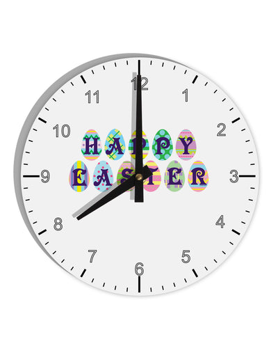 Easter Eggs Happy Easter 10 InchRound Wall Clock with Numbers-Wall Clock-TooLoud-White-Davson Sales