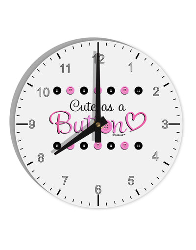 Cute As A Button 10 InchRound Wall Clock with Numbers-Wall Clock-TooLoud-White-Davson Sales