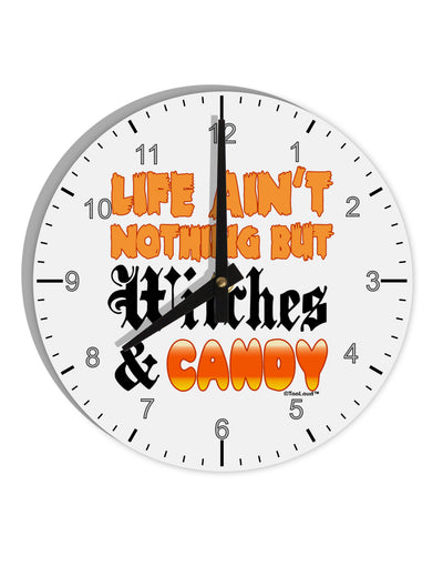 Witches and Candy Color 10 InchRound Wall Clock with Numbers-Wall Clock-TooLoud-White-Davson Sales