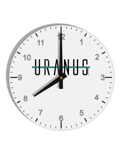 Planet Uranus Text Only 10 InchRound Wall Clock with Numbers by TooLoud-Wall Clock-TooLoud-White-Davson Sales