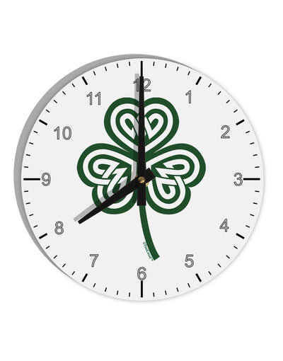 Celtic Knot Irish Shamrock 10 InchRound Wall Clock with Numbers-Wall Clock-TooLoud-White-Davson Sales