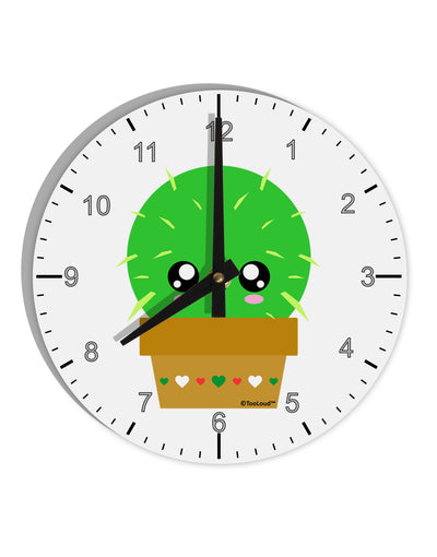 Cute Cactus Design 10 InchRound Wall Clock with Numbers by TooLoud-Wall Clock-TooLoud-White-Davson Sales