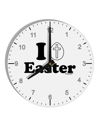 I Egg Cross Easter Design 10 InchRound Wall Clock with Numbers by TooLoud-Wall Clock-TooLoud-White-Davson Sales