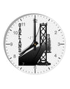 Oakland Text Bay Bridge 10 InchRound Wall Clock with Numbers-Wall Clock-TooLoud-White-Davson Sales