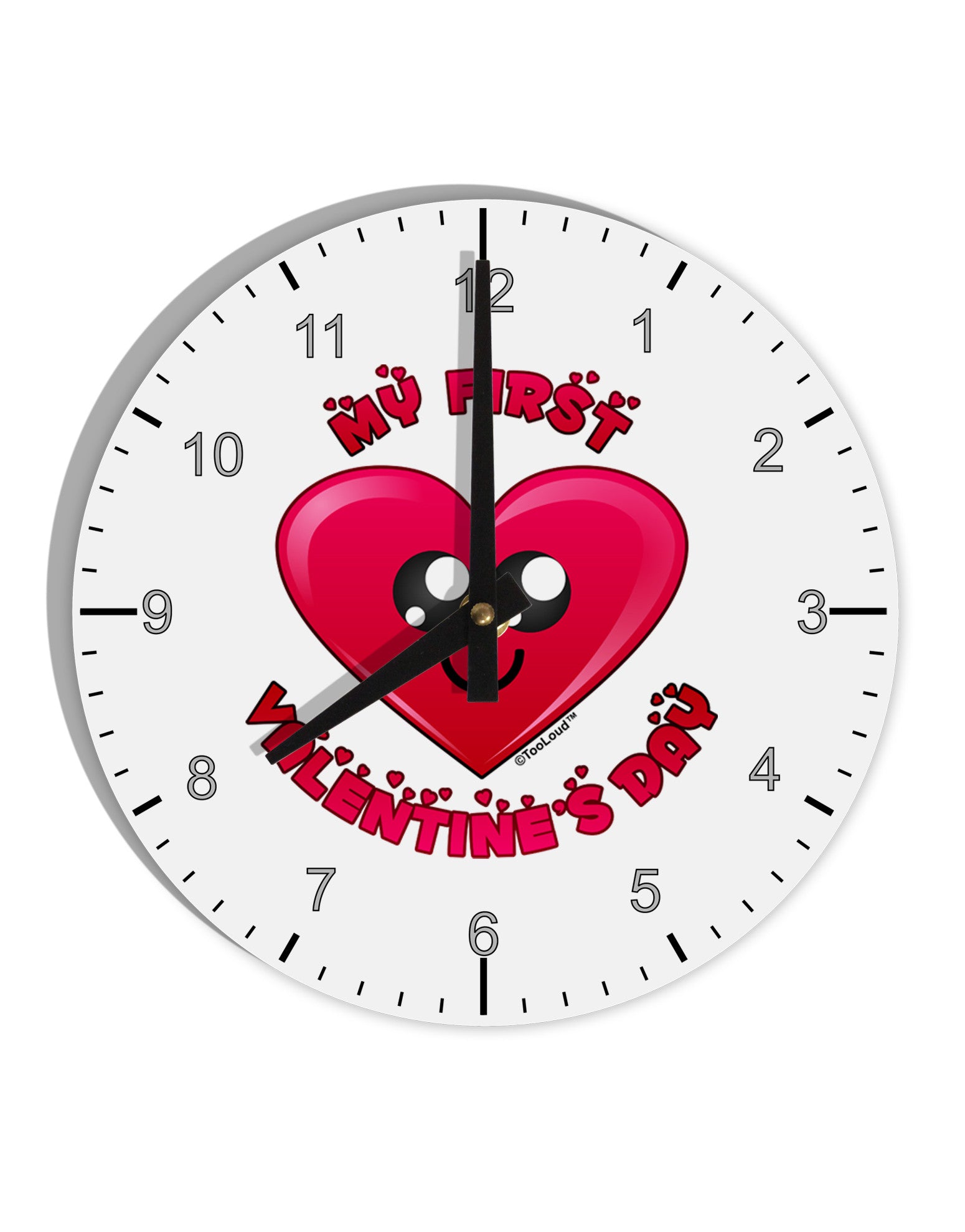 My First Valentine's Day 10 InchRound Wall Clock with Numbers-Wall Clock-TooLoud-White-Davson Sales