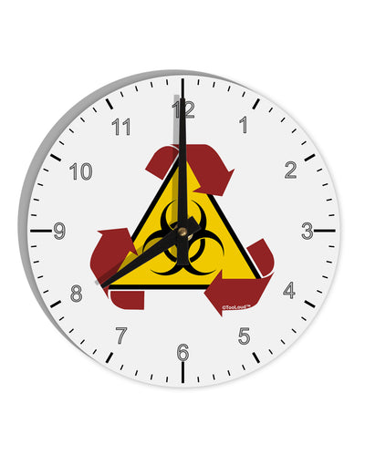 Recycle Biohazard Sign 10 InchRound Wall Clock with Numbers by TooLoud-Wall Clock-TooLoud-White-Davson Sales