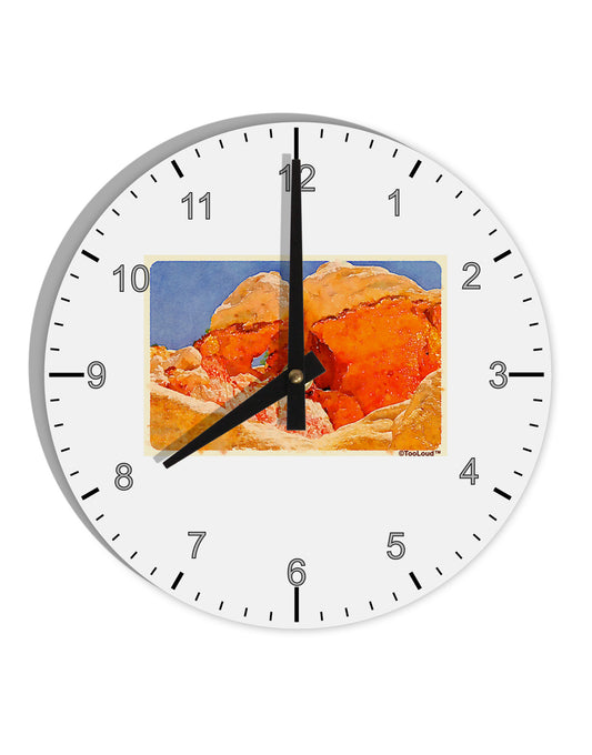 Desert Landscape Watercolor 10 InchRound Wall Clock with Numbers-Wall Clock-TooLoud-White-Davson Sales