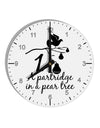 Partridge In A Pear Tree Text 10 InchRound Wall Clock with Numbers-Wall Clock-TooLoud-White-Davson Sales