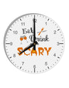 Eat Drink Scary Black 10 InchRound Wall Clock with Numbers-Wall Clock-TooLoud-White-Davson Sales