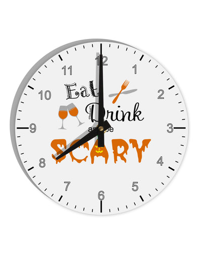 Eat Drink Scary Black 10 InchRound Wall Clock with Numbers-Wall Clock-TooLoud-White-Davson Sales