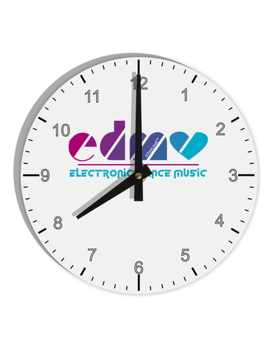 EDM Heart 10 InchRound Wall Clock with Numbers-Wall Clock-TooLoud-White-Davson Sales