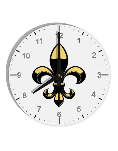 Golden Fleur de Lis 10 InchRound Wall Clock with Numbers-Wall Clock-TooLoud-White-Davson Sales