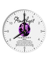 Birthstone Amethyst 10 InchRound Wall Clock with Numbers by TooLoud-Wall Clock-TooLoud-White-Davson Sales