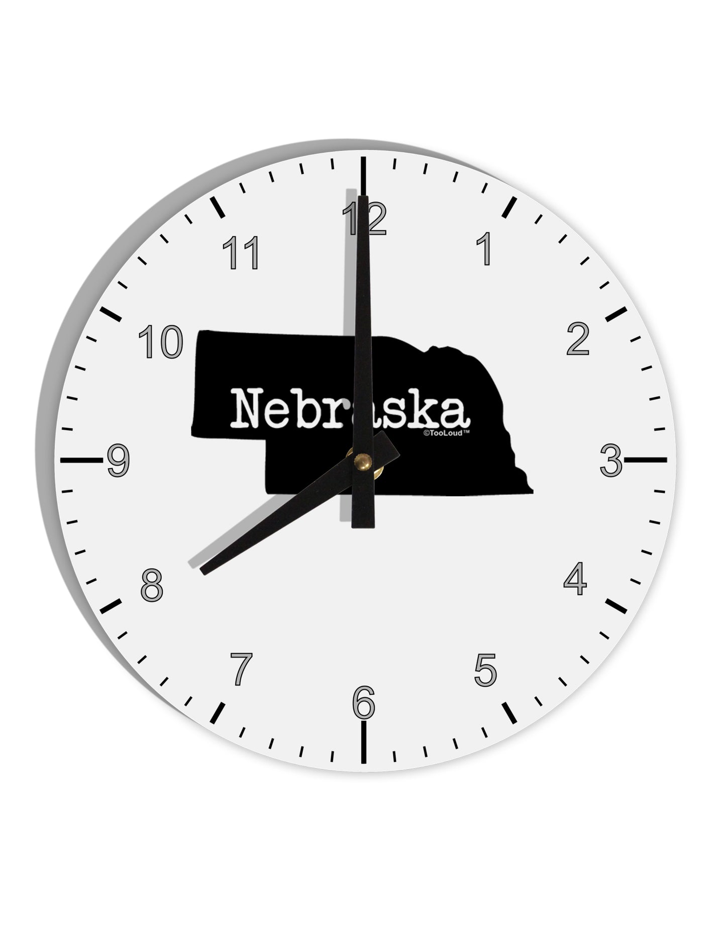 Nebraska - United States Shape 10 InchRound Wall Clock with Numbers by TooLoud-Wall Clock-TooLoud-White-Davson Sales
