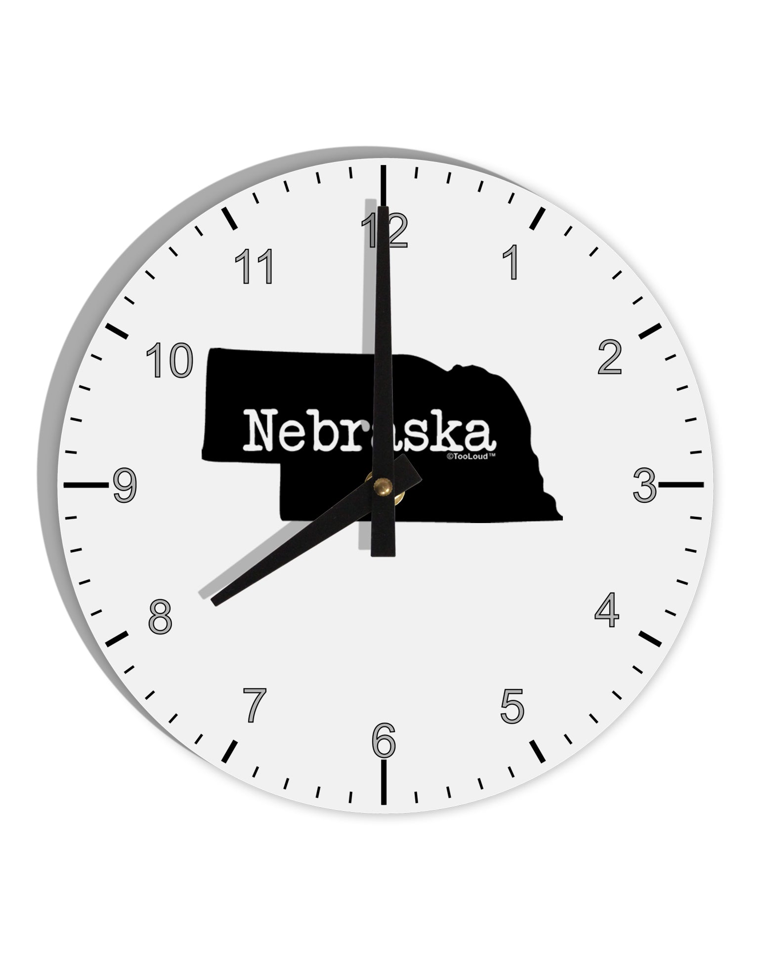 Nebraska - United States Shape 10 InchRound Wall Clock with Numbers by TooLoud-Wall Clock-TooLoud-White-Davson Sales