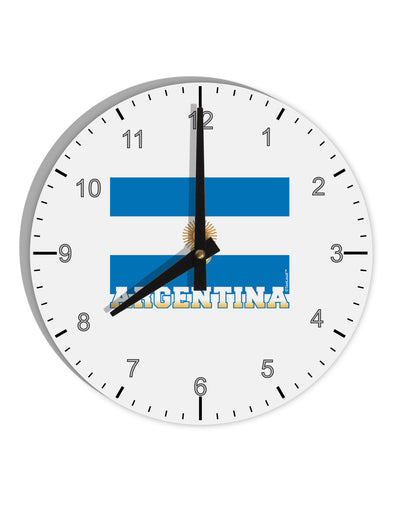 Argentina Flag 10 InchRound Wall Clock with Numbers-Wall Clock-TooLoud-White-Davson Sales