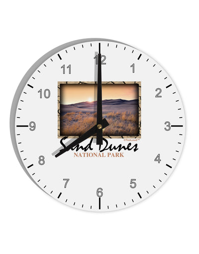 Colorado Sand Dunes Text 10 InchRound Wall Clock with Numbers-Wall Clock-TooLoud-White-Davson Sales