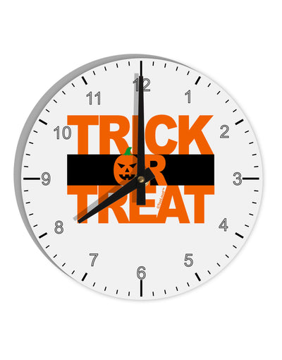 Trick or Treat Text 10 InchRound Wall Clock with Numbers-Wall Clock-TooLoud-White-Davson Sales