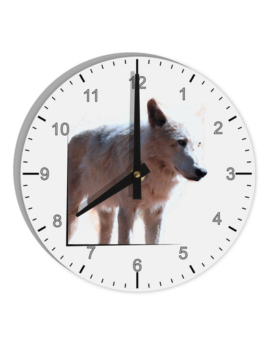 Magnificent Full White Wolf 10 InchRound Wall Clock with Numbers-Wall Clock-TooLoud-White-Davson Sales