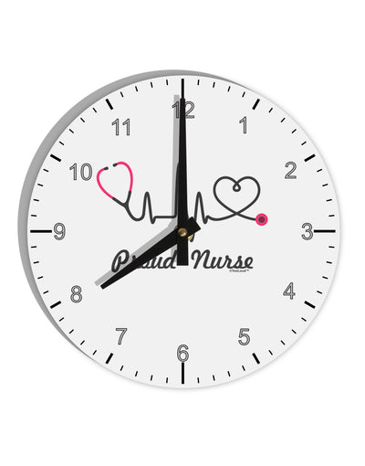 Stethoscope Heartbeat Text 10 InchRound Wall Clock with Numbers-Wall Clock-TooLoud-White-Davson Sales