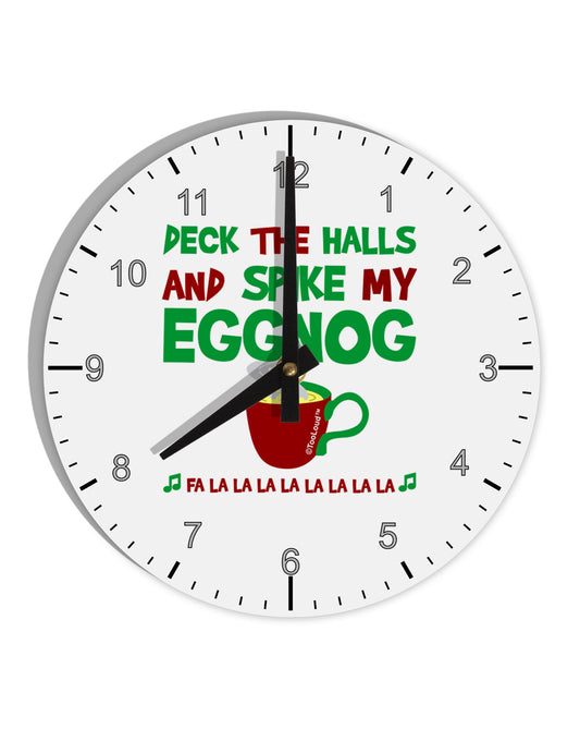 Spike My Eggnog 10 InchRound Wall Clock with Numbers-Wall Clock-TooLoud-White-Davson Sales