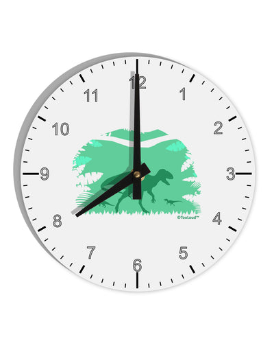 Dinosaur Silhouettes - Jungle 10 InchRound Wall Clock with Numbers by TooLoud-Wall Clock-TooLoud-White-Davson Sales