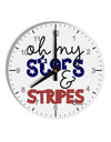 Oh My Stars and Stripes - Patriotic Design 10 InchRound Wall Clock with Numbers-Wall Clock-TooLoud-White-Davson Sales