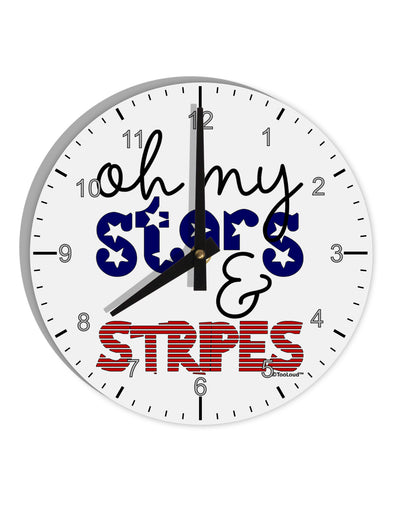 Oh My Stars and Stripes - Patriotic Design 10 InchRound Wall Clock with Numbers-Wall Clock-TooLoud-White-Davson Sales