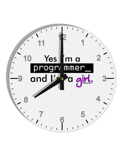 TooLoud Yes I am a Programmer Girl 10 InchRound Wall Clock with Numbers-Wall Clock-TooLoud-White-Davson Sales