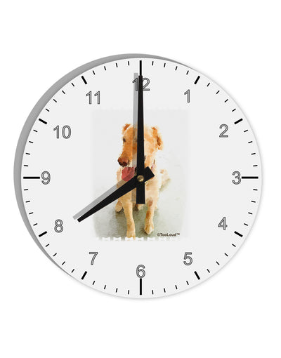 Golden Retriever Watercolor 10 InchRound Wall Clock with Numbers-Wall Clock-TooLoud-White-Davson Sales