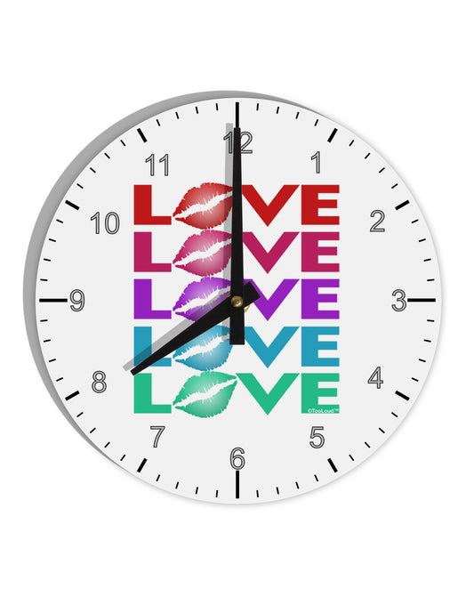 Colorful Love Kisses 10 InchRound Wall Clock with Numbers-Wall Clock-TooLoud-White-Davson Sales