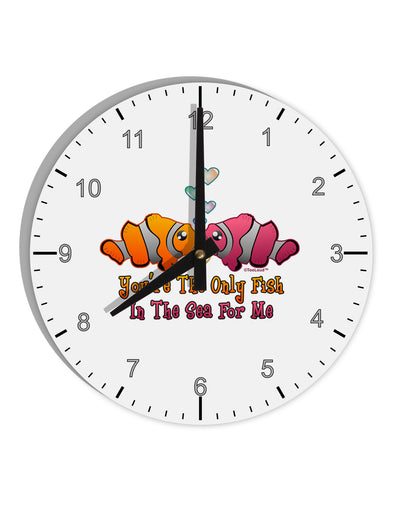 Kissy Clownfish Only Fish In The Sea 10 InchRound Wall Clock with Numbers-Wall Clock-TooLoud-White-Davson Sales