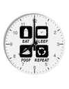 Eat Sleep Poop Repeat 10 InchRound Wall Clock with Numbers-Wall Clock-TooLoud-White-Davson Sales