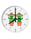 Fiesta Cactus Couple 10 InchRound Wall Clock with Numbers by TooLoud-Wall Clock-TooLoud-White-Davson Sales