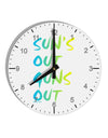 Suns Out Guns Out - Gradient Colors 10 InchRound Wall Clock with Numbers-Wall Clock-TooLoud-White-Davson Sales