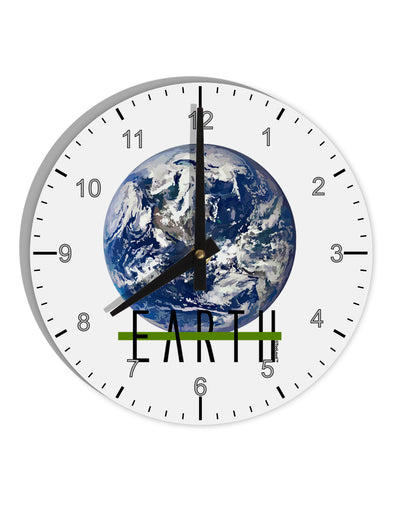 Planet Earth Text 10 InchRound Wall Clock with Numbers by TooLoud-Wall Clock-TooLoud-White-Davson Sales