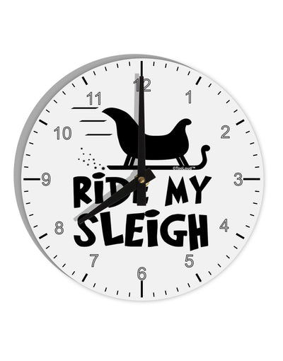 Ride My Sleigh BnW 10 InchRound Wall Clock with Numbers-Wall Clock-TooLoud-White-Davson Sales