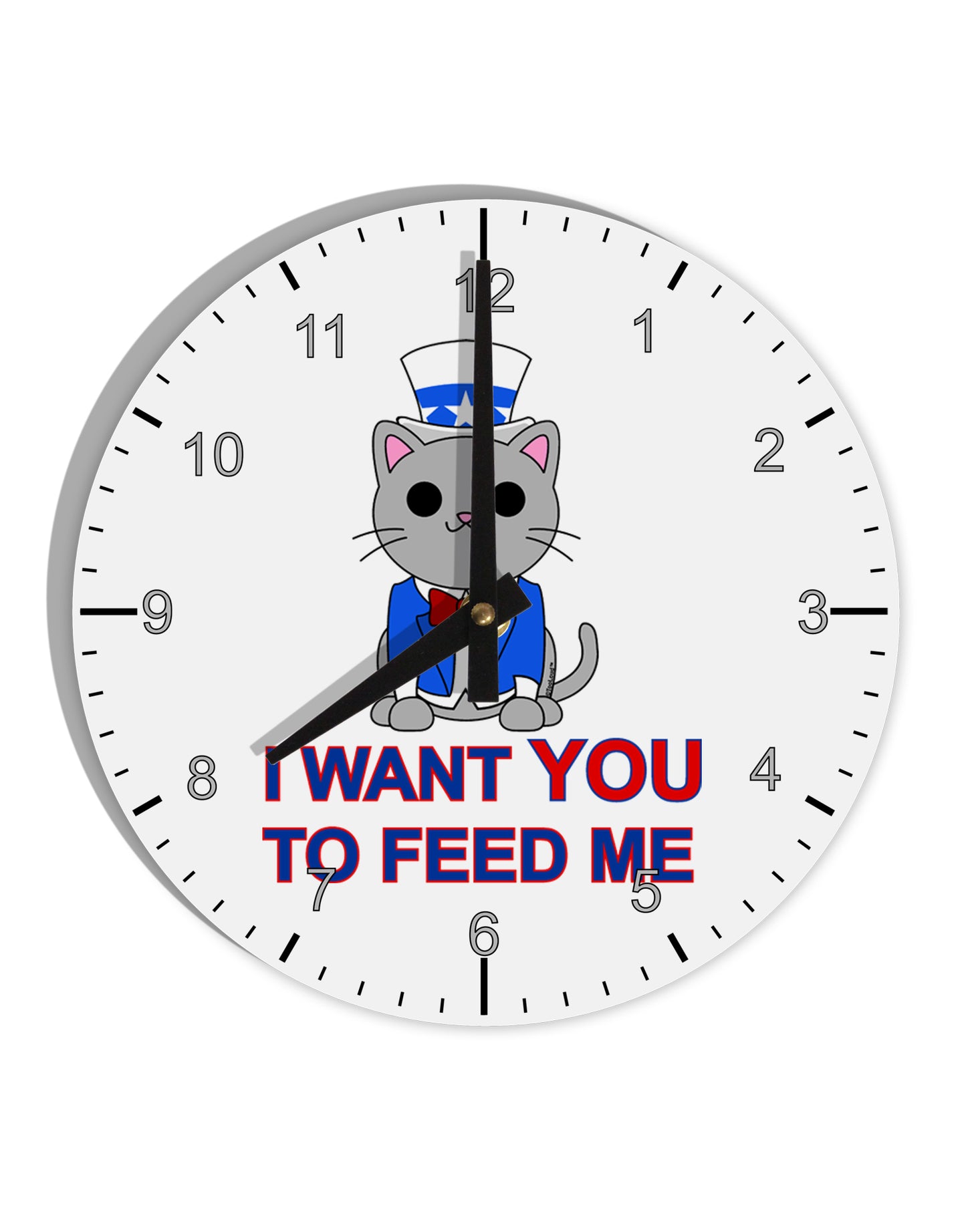 Patriotic Cat I Want You 10 InchRound Wall Clock with Numbers by TooLoud-Wall Clock-TooLoud-White-Davson Sales