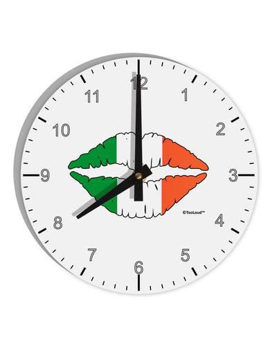 Irish Flag Kiss 10 InchRound Wall Clock with Numbers by TooLoud-Wall Clock-TooLoud-White-Davson Sales