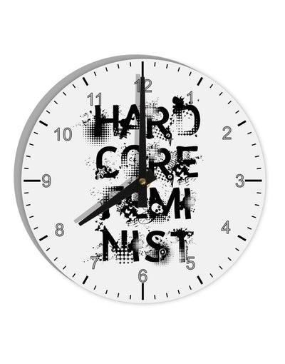 Hardcore Feminist 10 InchRound Wall Clock with Numbers-Wall Clock-TooLoud-White-Davson Sales