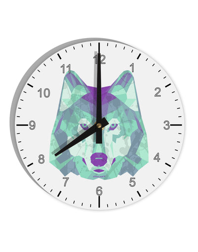 Geometric Wolf Head 10 InchRound Wall Clock with Numbers by TooLoud-Wall Clock-TooLoud-White-Davson Sales