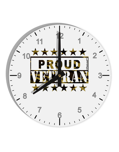 Proud Veteran Camo 10 InchRound Wall Clock with Numbers-Wall Clock-TooLoud-White-Davson Sales