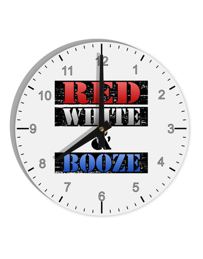 Red White & Booze 10 InchRound Wall Clock with Numbers-Wall Clock-TooLoud-White-Davson Sales