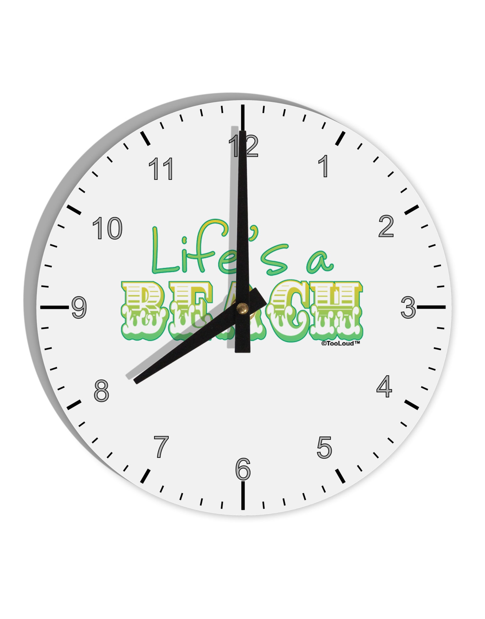 Lifes a Beach Color 10 InchRound Wall Clock with Numbers by TooLoud-Wall Clock-TooLoud-White-Davson Sales