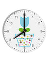 Easter Tulip Design - Blue 10 InchRound Wall Clock with Numbers by TooLoud-Wall Clock-TooLoud-White-Davson Sales